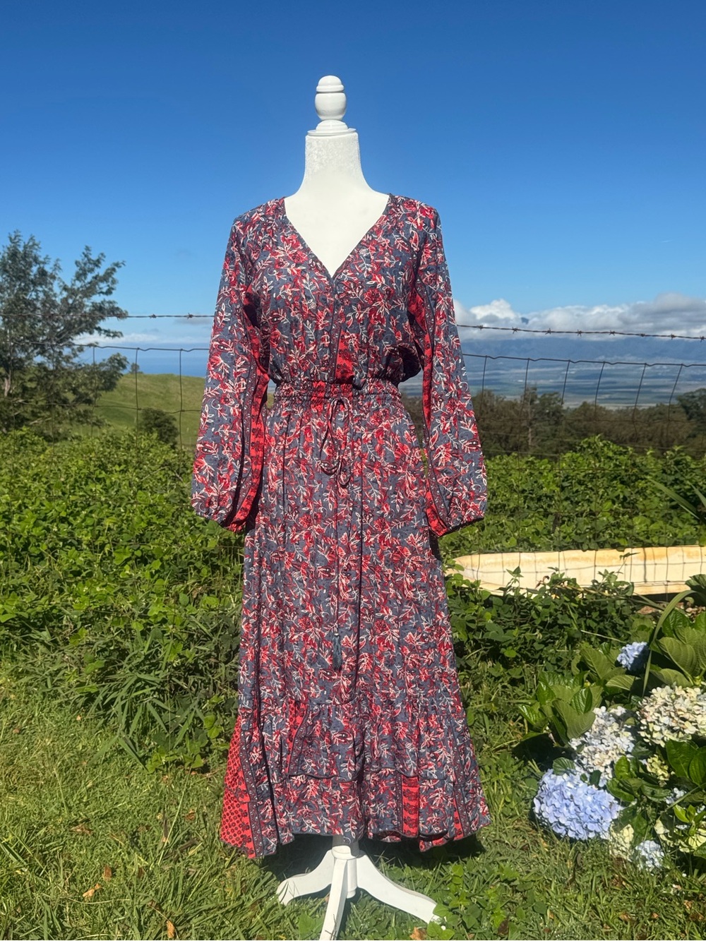 Anthropologie Boemo Peasant Floral Boho Long Sleeve MIDI Dress medium - Picture 1 of 6